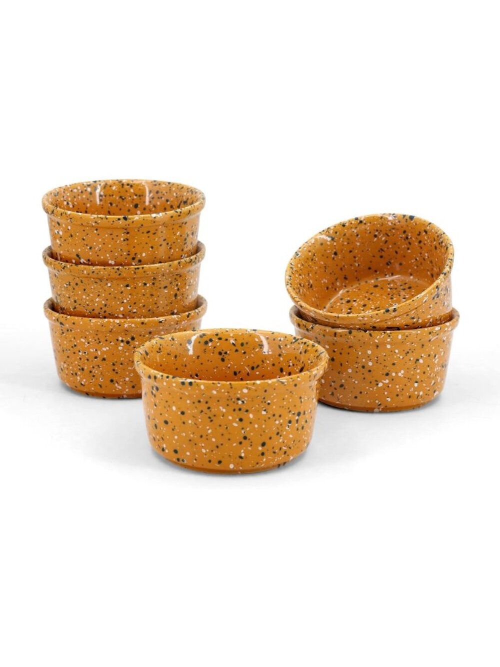 Set of 6 Speckled Ceramic Ramekins - Orange, 6oz Baking & Serving Dishes